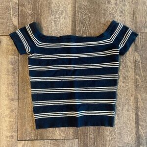 Women’s Navy and White Striped Shirt Size Medium